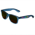 Metallic Blue/Gold Retro Tinted Lens Sunglasses - Full-Color Arm Printed